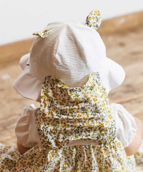 MAKE YOUR DAY（メイクユアデイ）の「小さなお花ベビーハット（ハット・キッズ・オフホワイト/ピンク・48/50/46）」の6枚目の写真