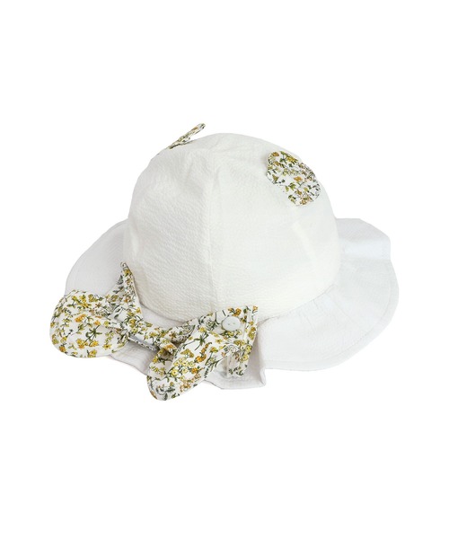 MAKE YOUR DAY（メイクユアデイ）の「小さなお花ベビーハット（ハット・キッズ・オフホワイト/ピンク・48/50/46）」の10枚目の写真