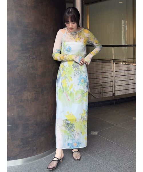 LAGUNAMOON(ラグナムーン)の「【DELIGENCE PARLOURコラボ】アートフラワープリントシアースカート(スカート・レディース・ベージュ/ライトグレー・FREE)」の21枚目の写真