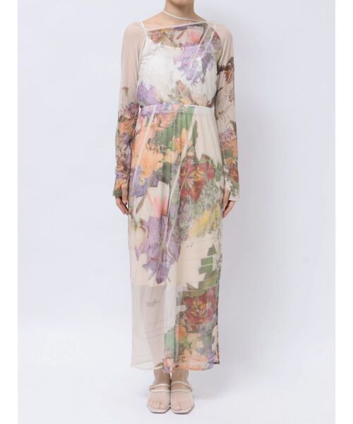 LAGUNAMOON(ラグナムーン)の「【DELIGENCE PARLOURコラボ】アートフラワープリントシアースカート(スカート・レディース・ベージュ/ライトグレー・FREE)」の11枚目の写真