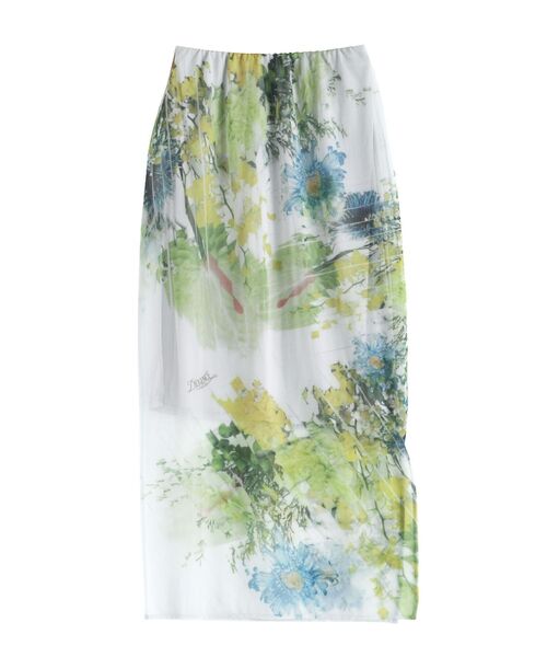 LAGUNAMOON(ラグナムーン)の「【DELIGENCE PARLOURコラボ】アートフラワープリントシアースカート(スカート・レディース・ベージュ/ライトグレー・FREE)」の6枚目の写真