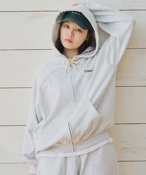 BROKEN BASE（ブロークンベース）の「スモールロゴジップフーディセットアップ（パーカー・メンズ・杢グレー/ブラック系/ネイビー/ネイビー系1/ブラック系1/グレー系1・SMALL/MEDIUM/LARGE）」の7枚目の写真