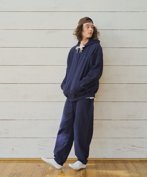 BROKEN BASE（ブロークンベース）の「スモールロゴジップフーディセットアップ（パーカー・メンズ・杢グレー/ブラック系/ネイビー/ネイビー系1/ブラック系1/グレー系1・SMALL/MEDIUM/LARGE）」の14枚目の写真