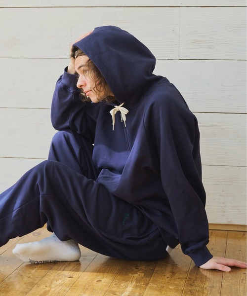 BROKEN BASE（ブロークンベース）の「スモールロゴジップフーディセットアップ（パーカー・メンズ・杢グレー/ブラック系/ネイビー/ネイビー系1/ブラック系1/グレー系1・SMALL/MEDIUM/LARGE）」の20枚目の写真