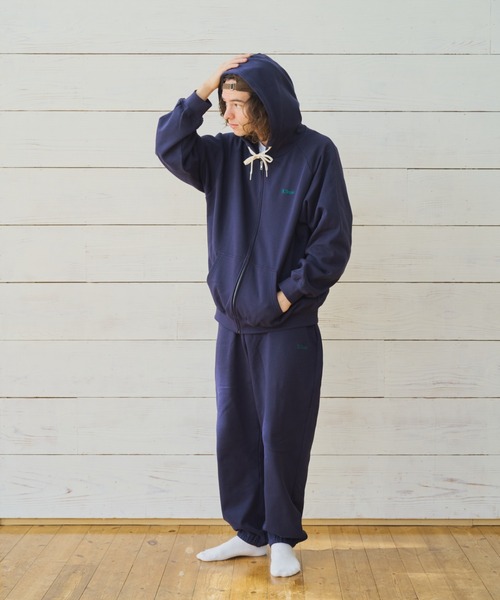 BROKEN BASE（ブロークンベース）の「スモールロゴジップフーディセットアップ（パーカー・メンズ・杢グレー/ブラック系/ネイビー/ネイビー系1/ブラック系1/グレー系1・SMALL/MEDIUM/LARGE）」の15枚目の写真