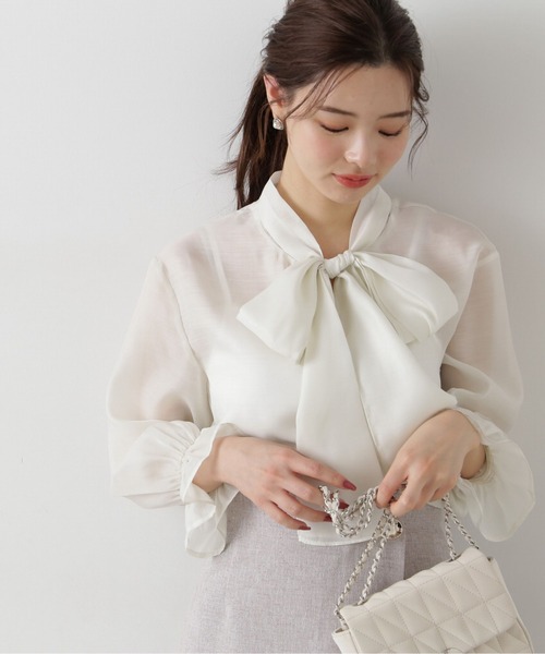 PROPORTION BODY DRESSING(プロポーションボディドレッシング)の「ビックリボンシアーブラウス / 1215110304(シャツ/ブラウス・レディース・ホワイト系その他/イエロー/ブルー・SMALL/MEDIUM)」の4枚目の写真
