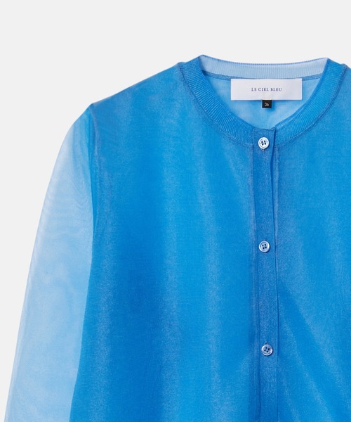 LE CIEL BLEU（ルシェルブルー）の「シアーレイヤードカーディガン / Sheer Layered Cardigan（カーディガン/ボレロ・レディース・ライトイエロー/グレー/ピンク/ターコイズブルー・36）」の12枚目の写真