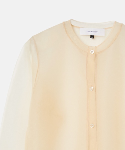 LE CIEL BLEU（ルシェルブルー）の「シアーレイヤードカーディガン / Sheer Layered Cardigan（カーディガン/ボレロ・レディース・ライトイエロー/グレー/ピンク/ターコイズブルー・36）」の14枚目の写真