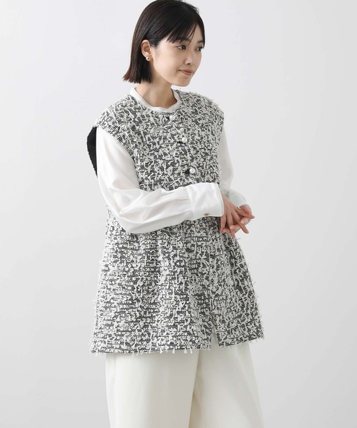 極美品　LOUISVUITTON ヴィトン　ツイード　ベスト　リボン　ジャケット LOULOU WILLOUGHBY】LINTONツイードミニベスト|allureville OFFICIAL