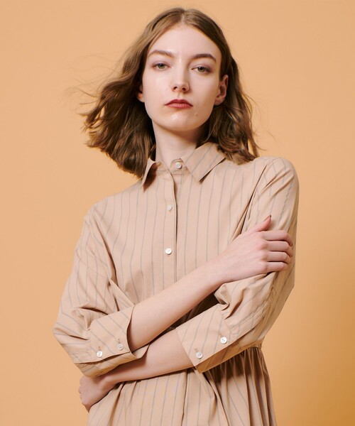 allureville（アルアバイル）の「ピンストライプノットシャツワンピース（シャツワンピース・レディース・ブルー/ベージュ・1/2）」の10枚目の写真