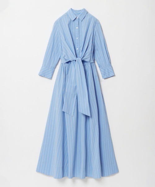 allureville（アルアバイル）の「ピンストライプノットシャツワンピース（シャツワンピース・レディース・ブルー/ベージュ・1/2）」の15枚目の写真