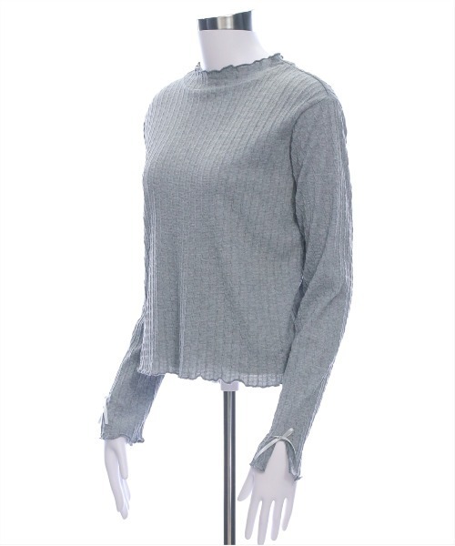 clear（クリア）の「袖口リボンメロウプチハイ長袖カットソートップス[ガーリー 着回し抜群]≪新色追加≫（Tシャツ/カットソー・レディース・アイボリー/グレー/ブラック/ベージュ・F）」の9枚目の写真