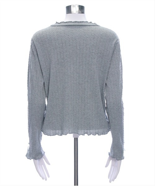 clear（クリア）の「袖口リボンメロウプチハイ長袖カットソートップス[ガーリー 着回し抜群]≪新色追加≫（Tシャツ/カットソー・レディース・アイボリー/グレー/ブラック/ベージュ・F）」の12枚目の写真