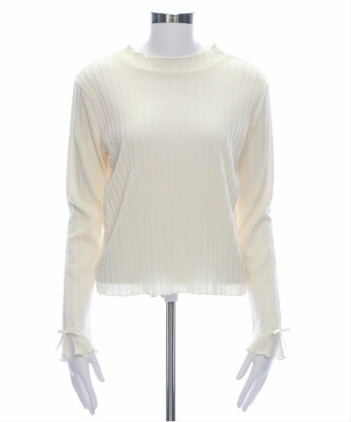 clear（クリア）の「袖口リボンメロウプチハイ長袖カットソートップス[ガーリー 着回し抜群]≪新色追加≫（Tシャツ/カットソー・レディース・アイボリー/グレー/ブラック/ベージュ・F）」の19枚目の写真