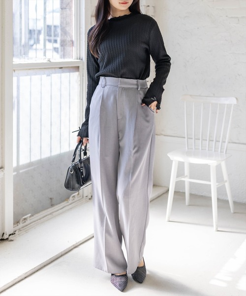 clear（クリア）の「袖口リボンメロウプチハイ長袖カットソートップス[ガーリー 着回し抜群]≪新色追加≫（Tシャツ/カットソー・レディース・アイボリー/グレー/ブラック/ベージュ・F）」の21枚目の写真