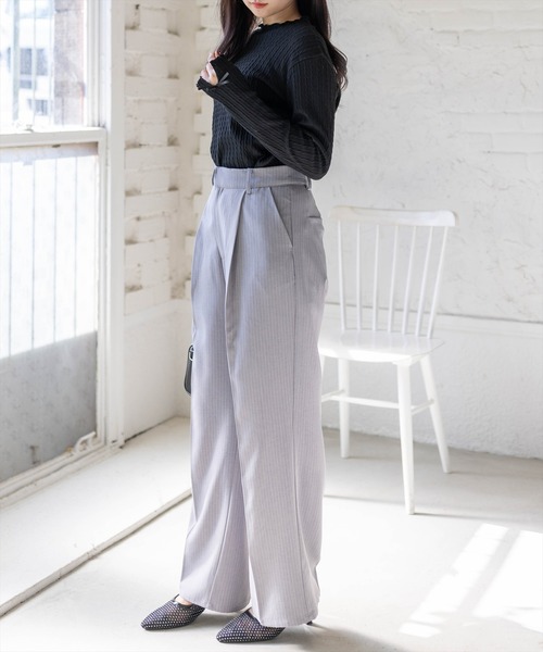 clear（クリア）の「袖口リボンメロウプチハイ長袖カットソートップス[ガーリー 着回し抜群]≪新色追加≫（Tシャツ/カットソー・レディース・アイボリー/グレー/ブラック/ベージュ・F）」の22枚目の写真