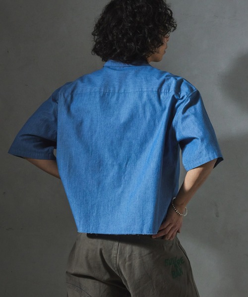JOURNAL STANDARD relume（ジャーナルスタンダード　レリューム）の「【ZOZO限定】DENIM クロップドS/S（シャツ/ブラウス・メンズ・インディゴブルー/ネイビー/サックスブルー・XS/S/M/L/XL）」の9枚目の写真