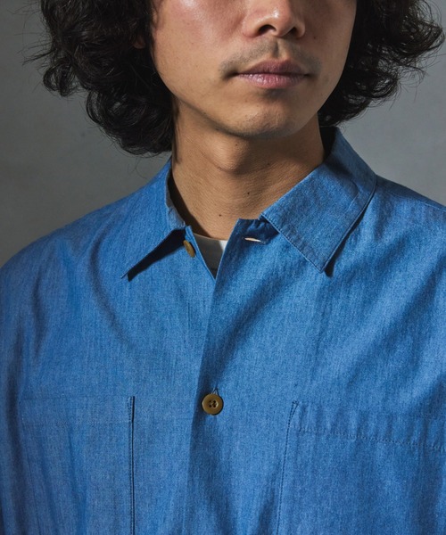 JOURNAL STANDARD relume（ジャーナルスタンダード　レリューム）の「【ZOZO限定】DENIM クロップドS/S（シャツ/ブラウス・メンズ・インディゴブルー/ネイビー/サックスブルー・XS/S/M/L/XL）」の10枚目の写真
