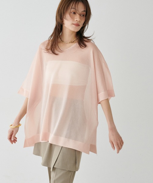 LARUTA(ラルータ)の「【LARUTA】シアーボートネックニットプルオーバー(ニット/セーター・レディース・ピンク/ミント/オフホワイト/ブラック・FREE)」の1枚目の写真