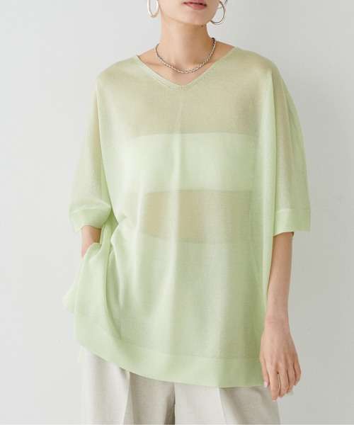 LARUTA(ラルータ)の「【LARUTA】シアーボートネックニットプルオーバー(ニット/セーター・レディース・ピンク/ミント/オフホワイト/ブラック・FREE)」の22枚目の写真