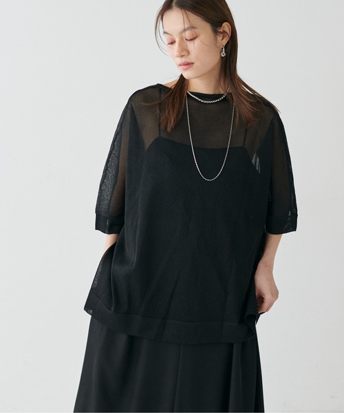 LARUTA(ラルータ)の「【LARUTA】シアーボートネックニットプルオーバー(ニット/セーター・レディース・ピンク/ミント/オフホワイト/ブラック・FREE)」の16枚目の写真