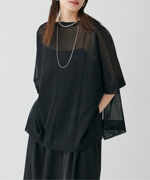 LARUTA(ラルータ)の「【LARUTA】シアーボートネックニットプルオーバー(ニット/セーター・レディース・ピンク/ミント/オフホワイト/ブラック・FREE)」の14枚目の写真