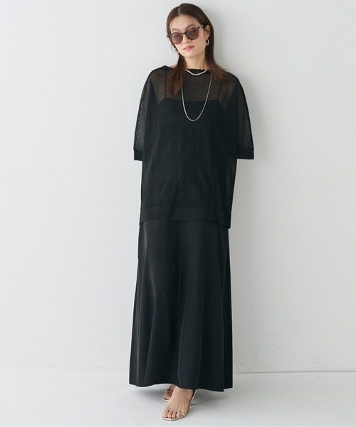 LARUTA(ラルータ)の「【LARUTA】シアーボートネックニットプルオーバー(ニット/セーター・レディース・ピンク/ミント/オフホワイト/ブラック・FREE)」の19枚目の写真