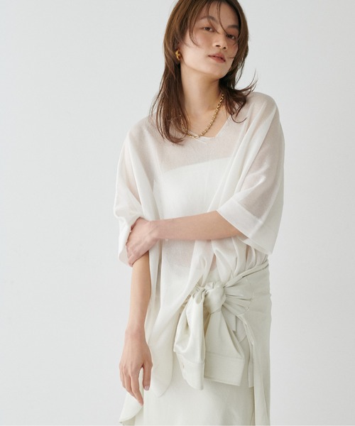 LARUTA(ラルータ)の「【LARUTA】シアーボートネックニットプルオーバー(ニット/セーター・レディース・ピンク/ミント/オフホワイト/ブラック・FREE)」の6枚目の写真