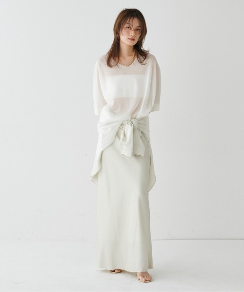 LARUTA(ラルータ)の「【LARUTA】シアーボートネックニットプルオーバー(ニット/セーター・レディース・ピンク/ミント/オフホワイト/ブラック・FREE)」の9枚目の写真