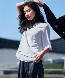 23区（ニジュウサンク）の「ストレッチジョーゼット シアーコンビ カットソー（Tシャツ/カットソー）」