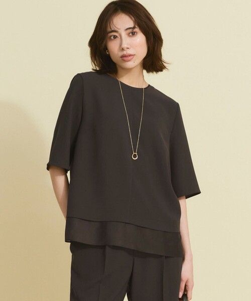 ストレッチジョーゼット シアーコンビ カットソー（Tシャツ/カットソー