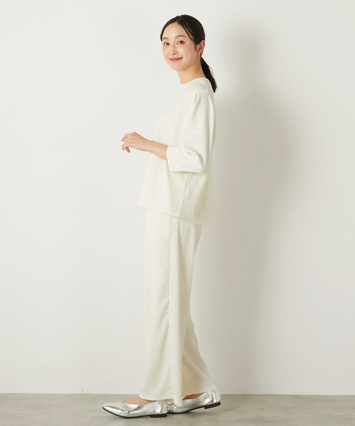 MELROSE claire（メルローズ クレール）の「【ふくれ地柄タックスリーブプルオーバー】（Tシャツ/カットソー・レディース・アイボリー/ブラック/イエロー・FREE）」の4枚目の写真