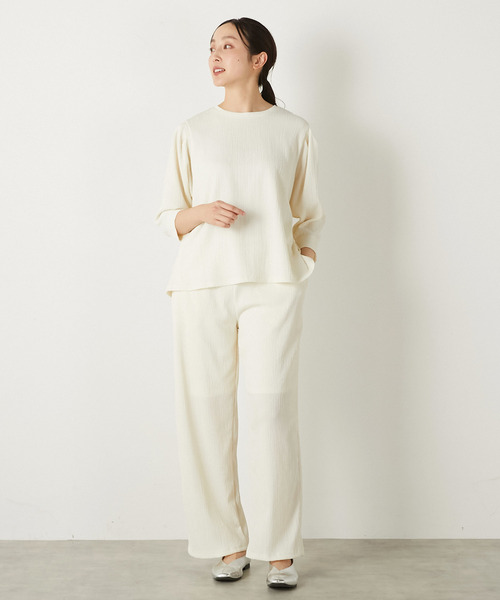 MELROSE claire（メルローズ クレール）の「【ふくれ地柄タックスリーブプルオーバー】（Tシャツ/カットソー・レディース・アイボリー/ブラック/イエロー・FREE）」の7枚目の写真