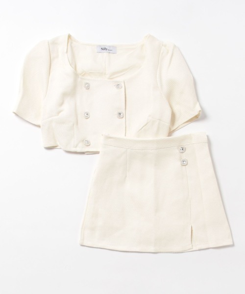 Silly(シリー)の「スクエアネックジャケットセットアップ(セットアップ・レディース・ホワイト・SMALL/MEDIUM/LARGE)」の6枚目の写真