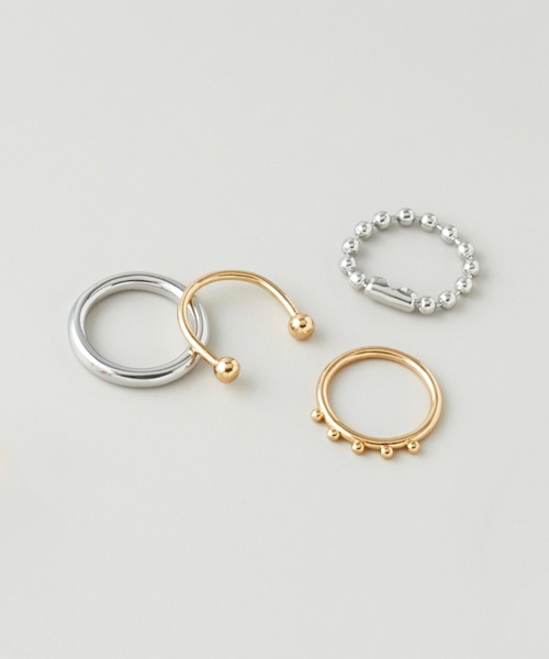 GOLDY(ゴールディ)の「ドット メタル セット リング(リング・レディース・シルバー/シルバー×ゴールド/シルバー×ブラック/ゴールド・FREE)」の7枚目の写真