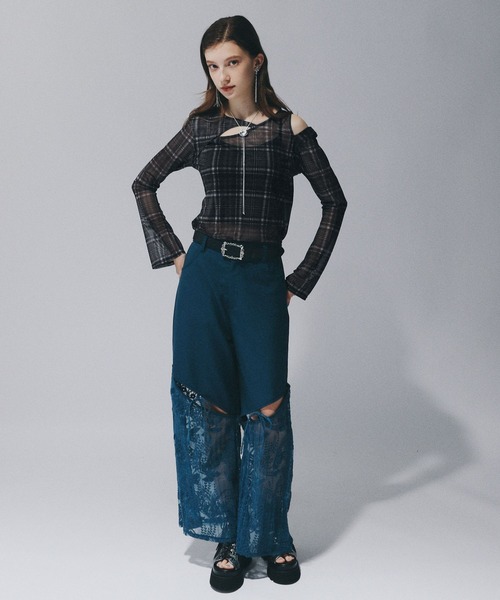 HARE チェックガラシアータイトT シアーシャツ カットアウト HARE｜チェックガラシアータイトT | Rakuten Fashion(楽天