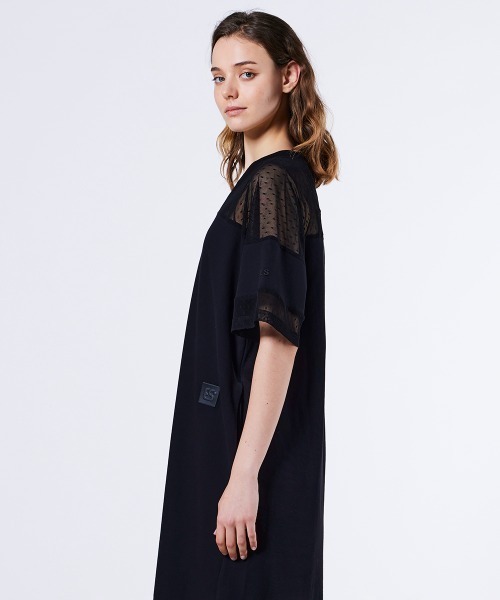 DOUBLE STANDARD CLOTHING(ダブルスタンダードクロージング)の「裏毛ドットチュールワンピース(ドレス・レディース・ブラック/オフホワイト・36/38)」の5枚目の写真