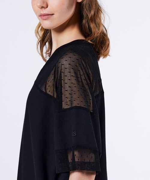 DOUBLE STANDARD CLOTHING(ダブルスタンダードクロージング)の「裏毛ドットチュールワンピース(ドレス・レディース・ブラック/オフホワイト・36/38)」の8枚目の写真