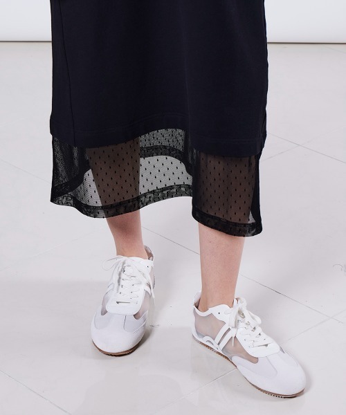 DOUBLE STANDARD CLOTHING(ダブルスタンダードクロージング)の「裏毛ドットチュールワンピース(ドレス・レディース・ブラック/オフホワイト・36/38)」の13枚目の写真