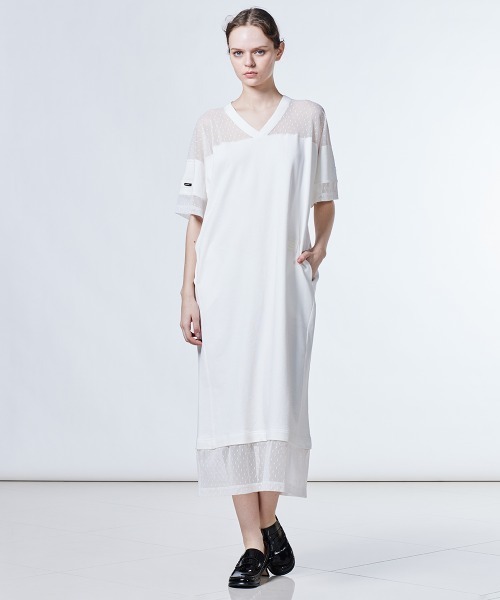 DOUBLE STANDARD CLOTHING(ダブルスタンダードクロージング)の「裏毛ドットチュールワンピース(ドレス・レディース・ブラック/オフホワイト・36/38)」の16枚目の写真