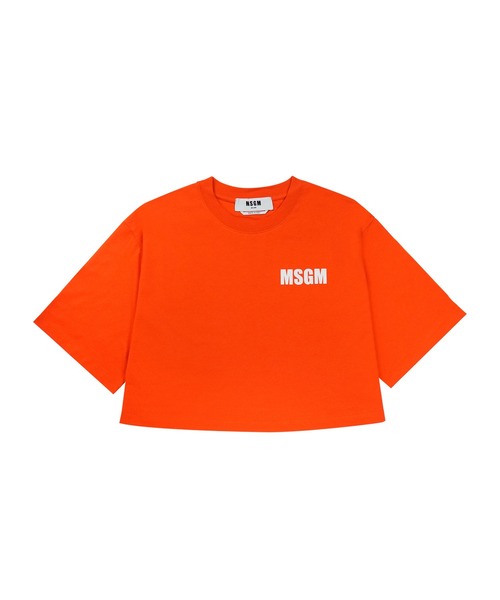MSGM(エムエスジーエム)の「NEVER LOOK BACK ステートメントロゴ クロップドTシャツ(Tシャツ/カットソー・レディース・ブラック/レッド/ホワイト・M/S)」の2枚目の写真