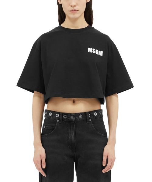 MSGM(エムエスジーエム)の「NEVER LOOK BACK ステートメントロゴ クロップドTシャツ(Tシャツ/カットソー・レディース・ブラック/レッド/ホワイト・M/S)」の11枚目の写真