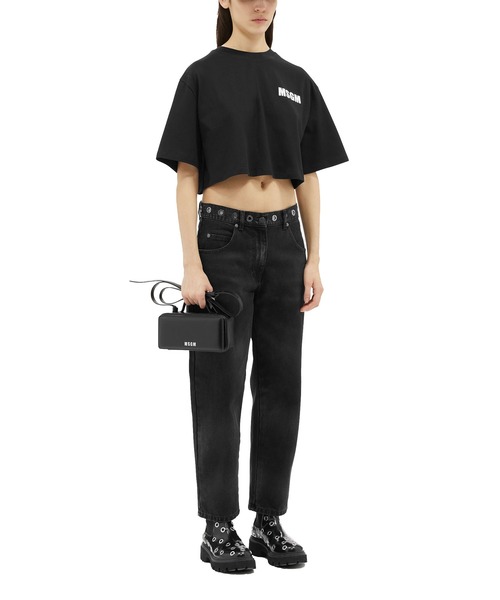tシャツ NEVER LOOK BACK ステートメントロゴ クロップドTシャツ レディース セール】NEVER LOOK BACK ステートメントロゴ クロップドTシャツ