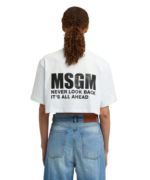 tシャツ NEVER LOOK BACK ステートメントロゴ クロップドTシャツ レディース セール】NEVER LOOK BACK ステートメントロゴ クロップドTシャツ