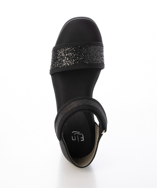 Fin(フィン)の「厚底グリッターベルクロサンダル【低反発スポンジ入り(サンダル・レディース・ブラック・S/M/L/LL)」の4枚目の写真