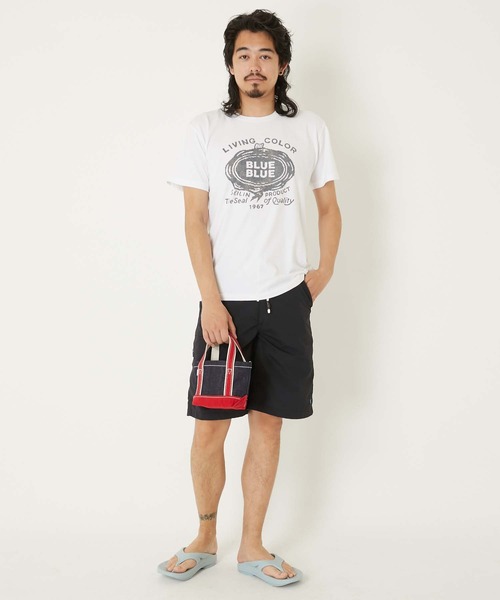 HOLLYWOOD RANCH MARKET(ハリウッドランチマーケット)の「スーピマセルビッチデニム トートバッグ XS(トートバッグ・メンズ・レッド/インディゴブルー・ONE SIZE)」の6枚目の写真