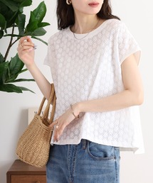 ショートトップス プチフラワー刺繍