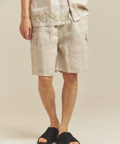 JACKROSE(ジャックローズ)の「BAYCANT リネン100% カーゴショーツ(その他パンツ・メンズ・カーキ/ブラック/ナチュラル・M/L/XL)」の1枚目の写真