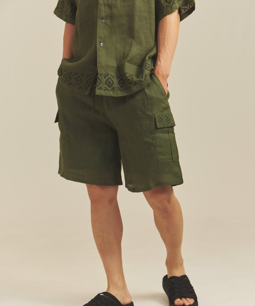 JACKROSE(ジャックローズ)の「BAYCANT リネン100% カーゴショーツ(その他パンツ・メンズ・カーキ/ブラック/ナチュラル・M/L/XL)」の3枚目の写真