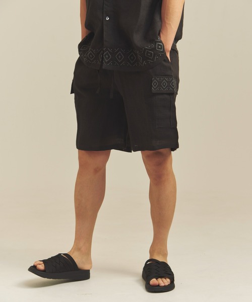 JACKROSE(ジャックローズ)の「BAYCANT リネン100% カーゴショーツ(その他パンツ・メンズ・カーキ/ブラック/ナチュラル・M/L/XL)」の5枚目の写真